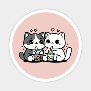 Cute Cats With Boba Tea Magnet